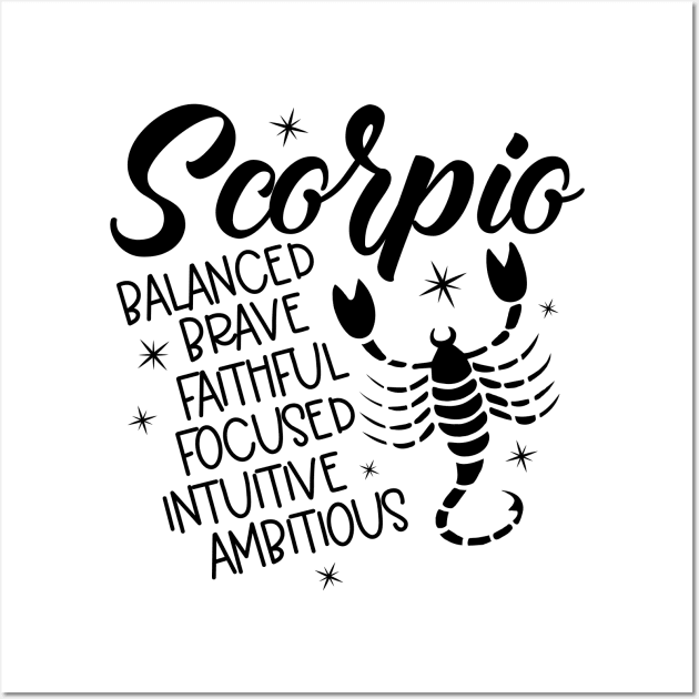 Scorpio Zodiac Sign Positive Personality Traits Wall Art by The Cosmic Pharmacist